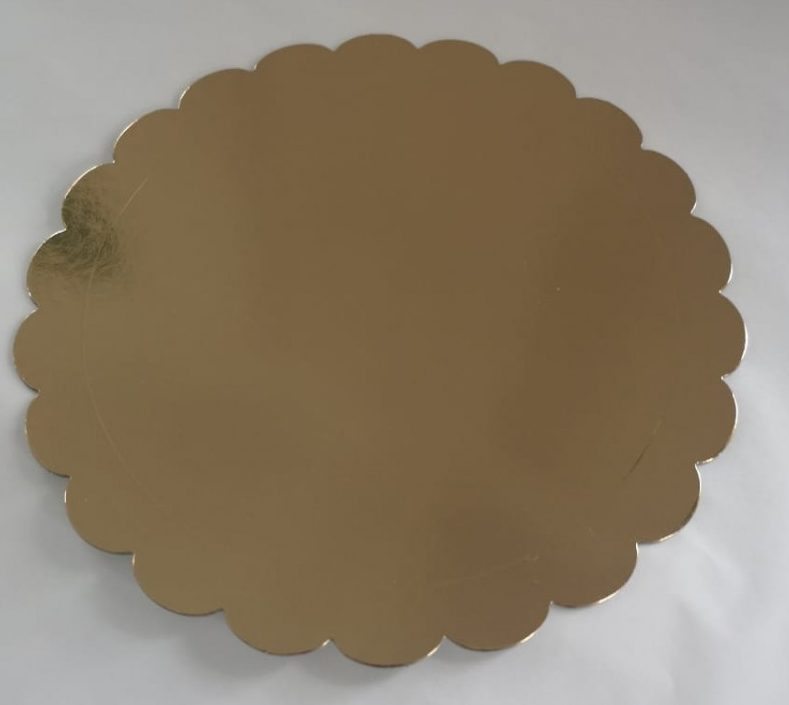 Bandeja carton redonda dorada 30 cm lisa delgada